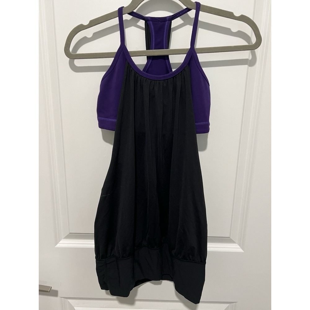 ✨ Lululemon‎ No Limits Tank Top Black/Purple Size 4 Athletic Activewear Yoga